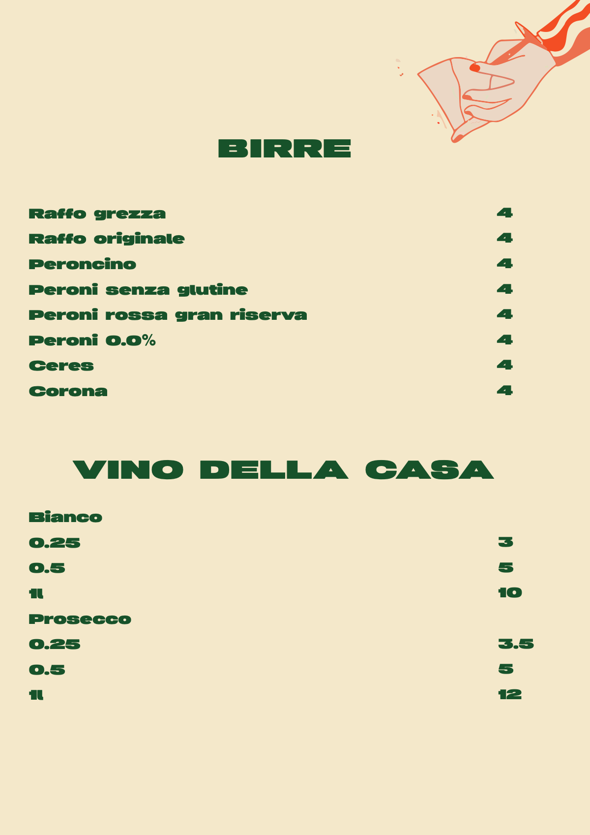 Birre e vini della casa